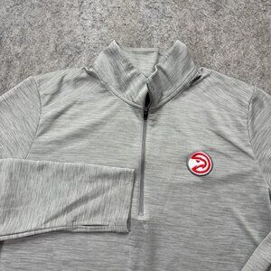 Atlanta Hawks Nike 1/4 Zip Coaches Pullover Men M Gray Stretch Performance b078
